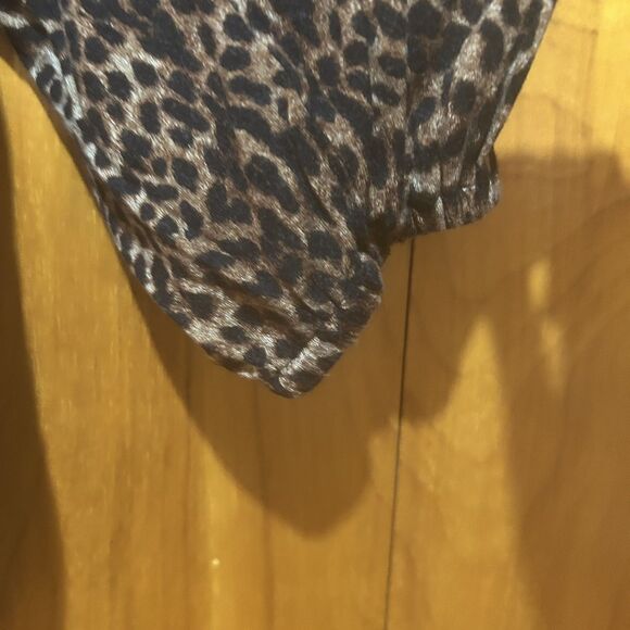 Michael Michael Kors Top Blouse Womens Size L Animal Print Bubble Hem Mob Wife - Picture 5 of 11